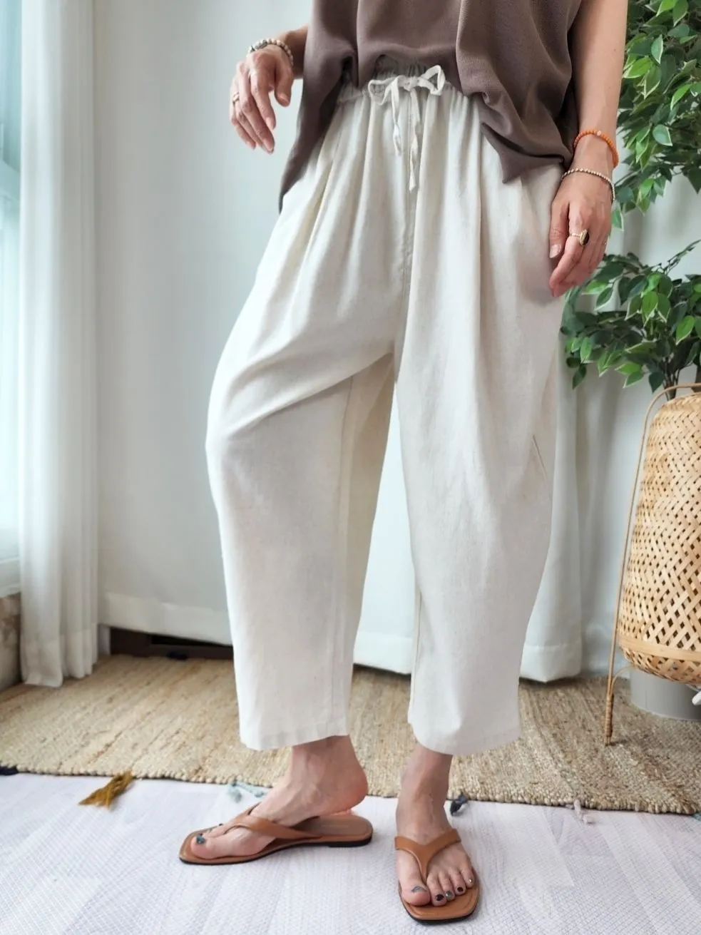 Linen wide Baggy Pants