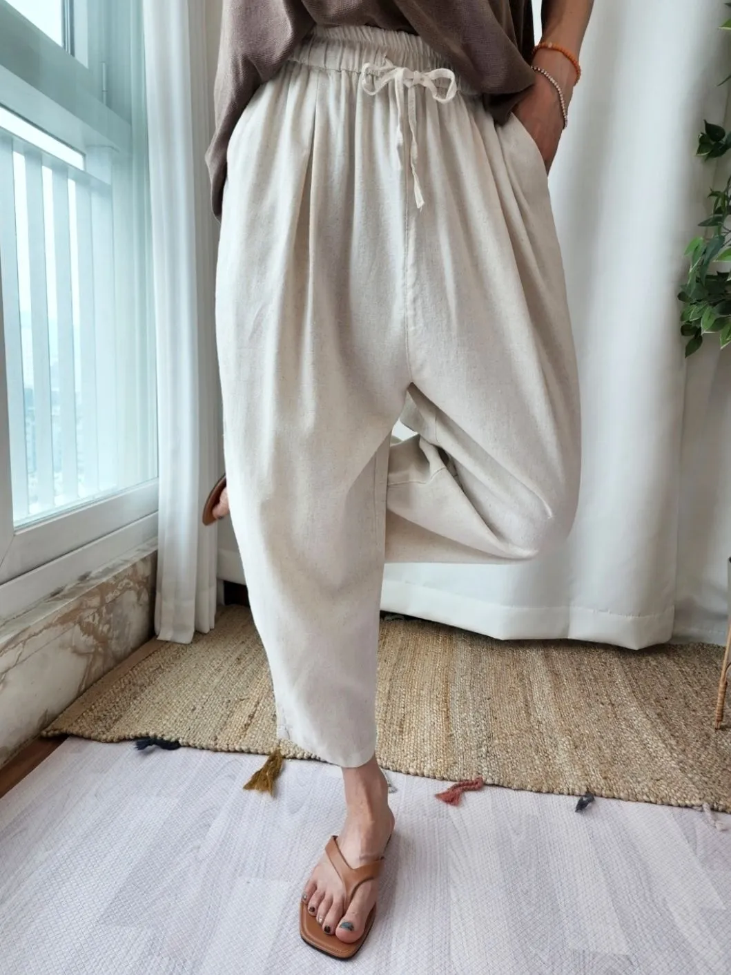 Linen wide Baggy Pants