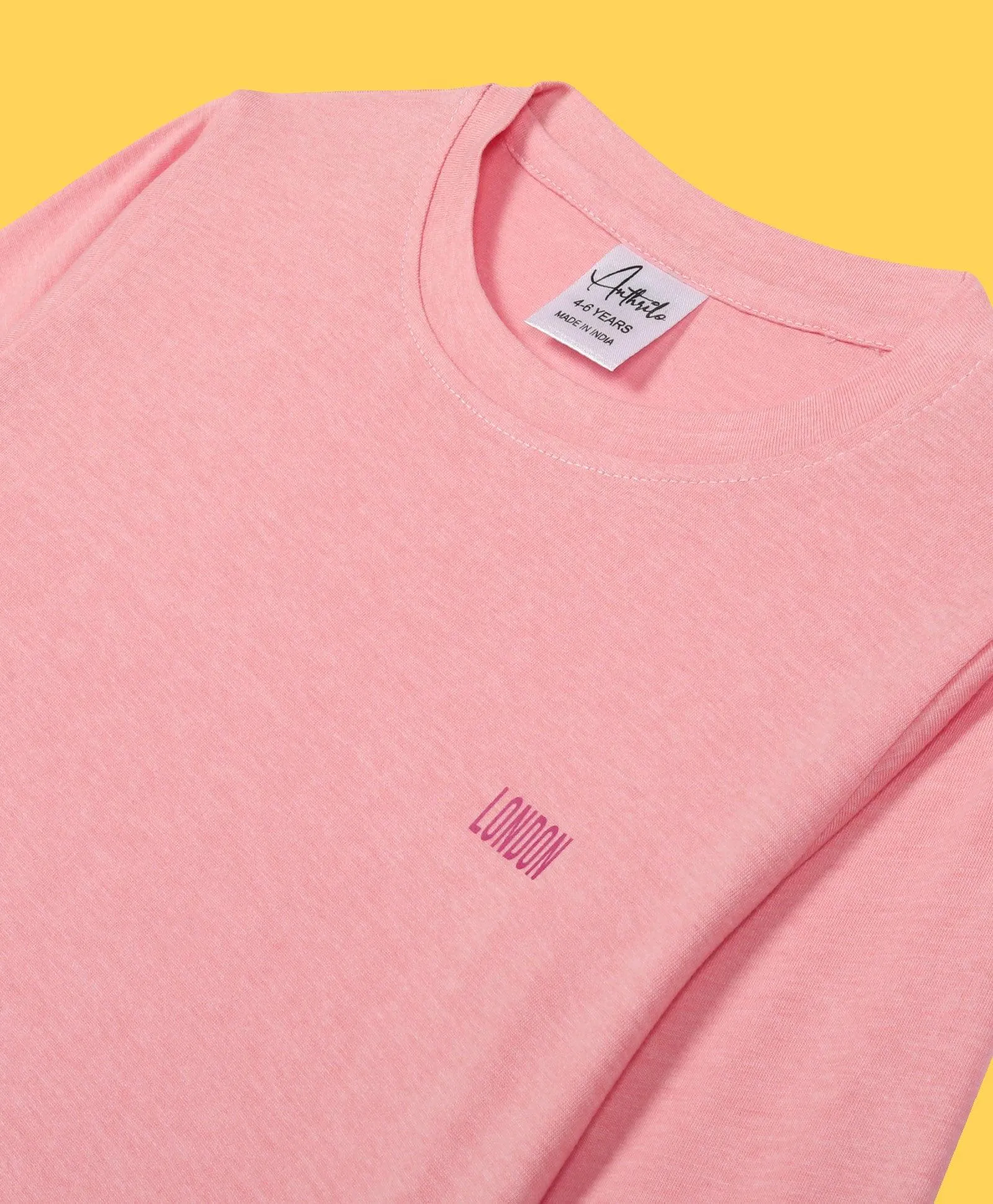 LONDON PEACH GIRLS LONG SLEEVES T-SHIRT - PEACH