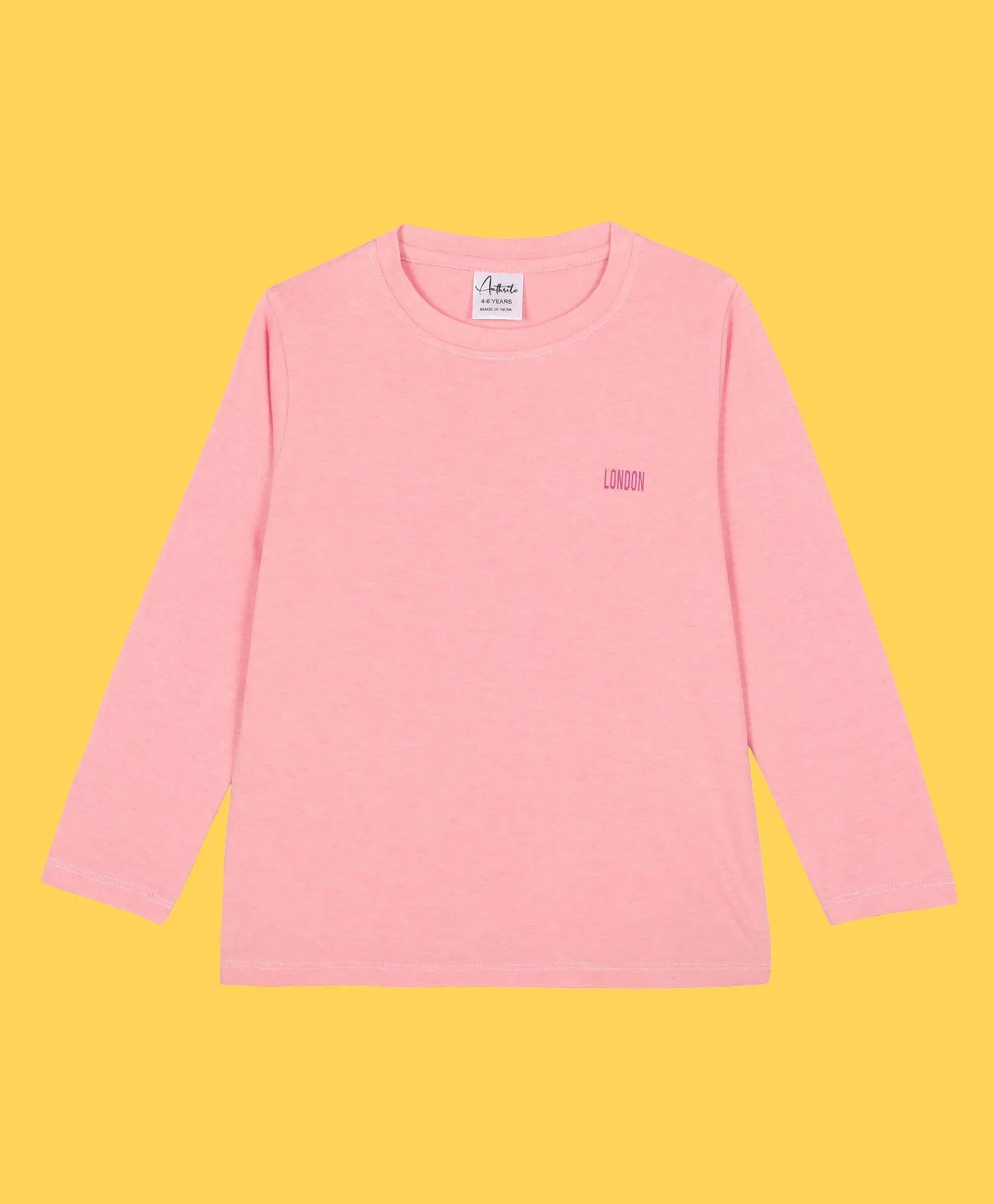 LONDON PEACH GIRLS LONG SLEEVES T-SHIRT - PEACH