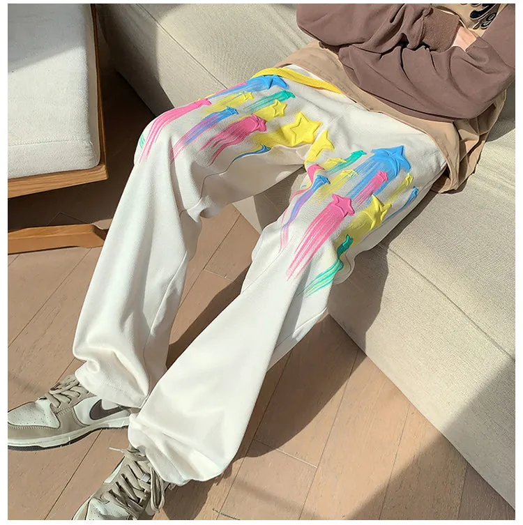 Loose Colorful Stars Pattern Hip Hop Sweatpants