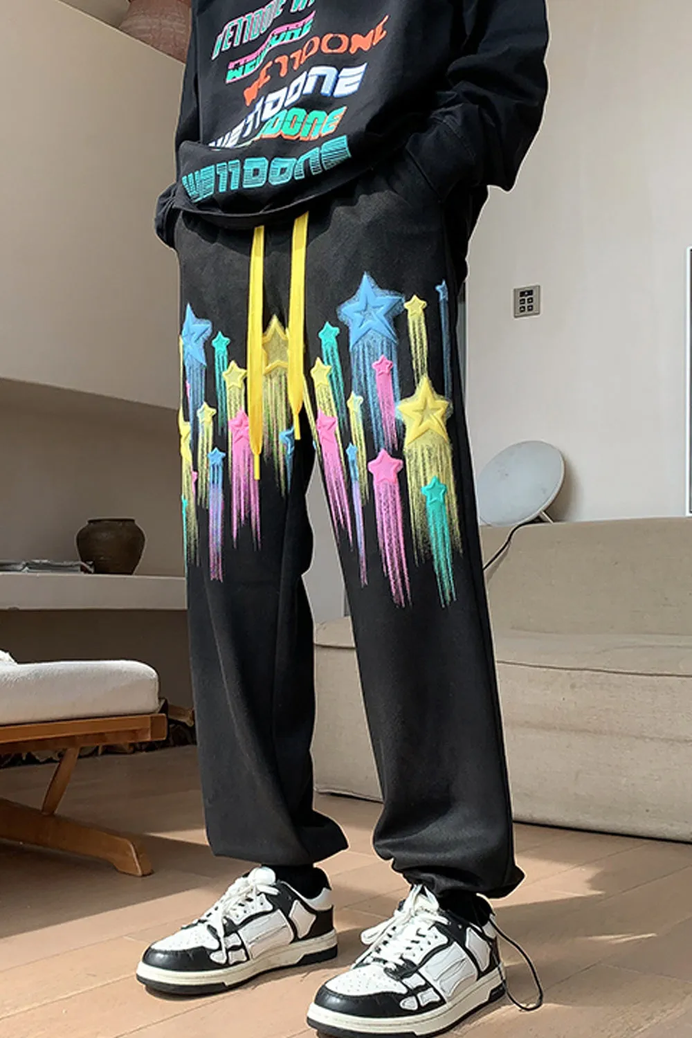 Loose Colorful Stars Pattern Hip Hop Sweatpants