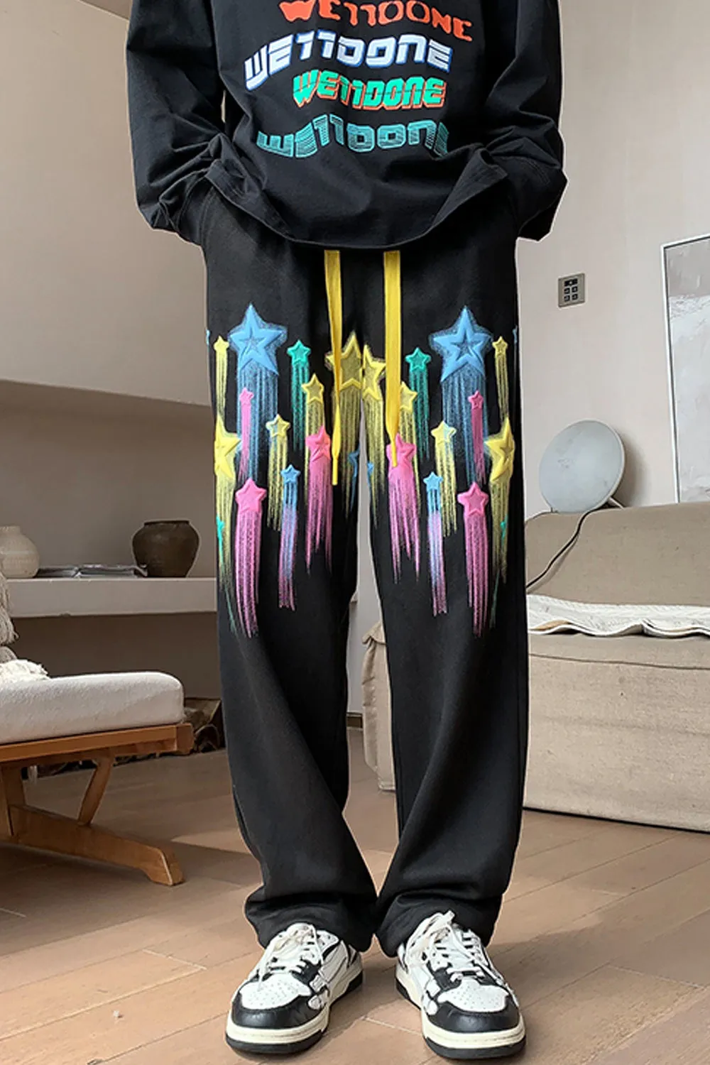 Loose Colorful Stars Pattern Hip Hop Sweatpants