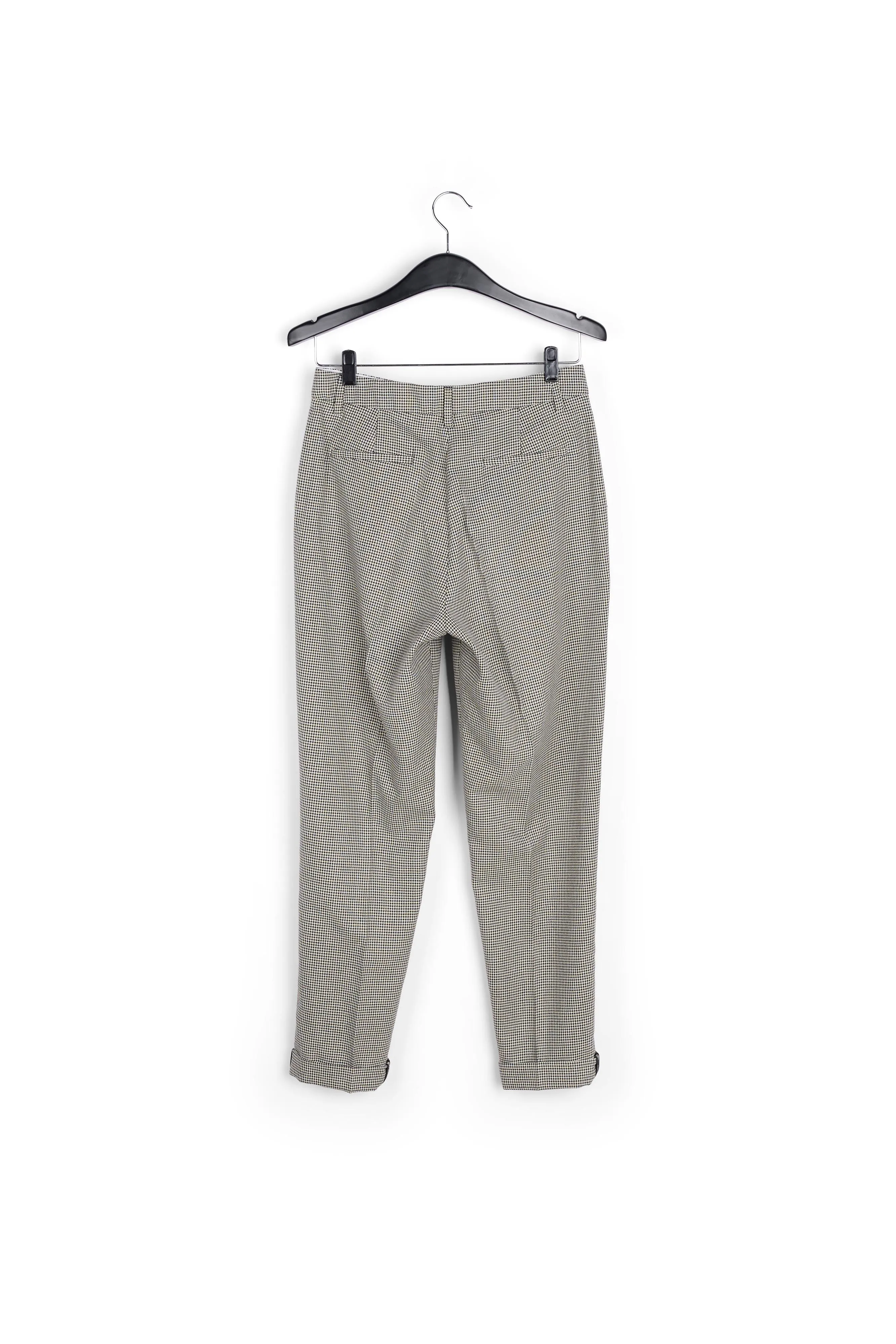 Loose-fit houndstooth high-waist pants