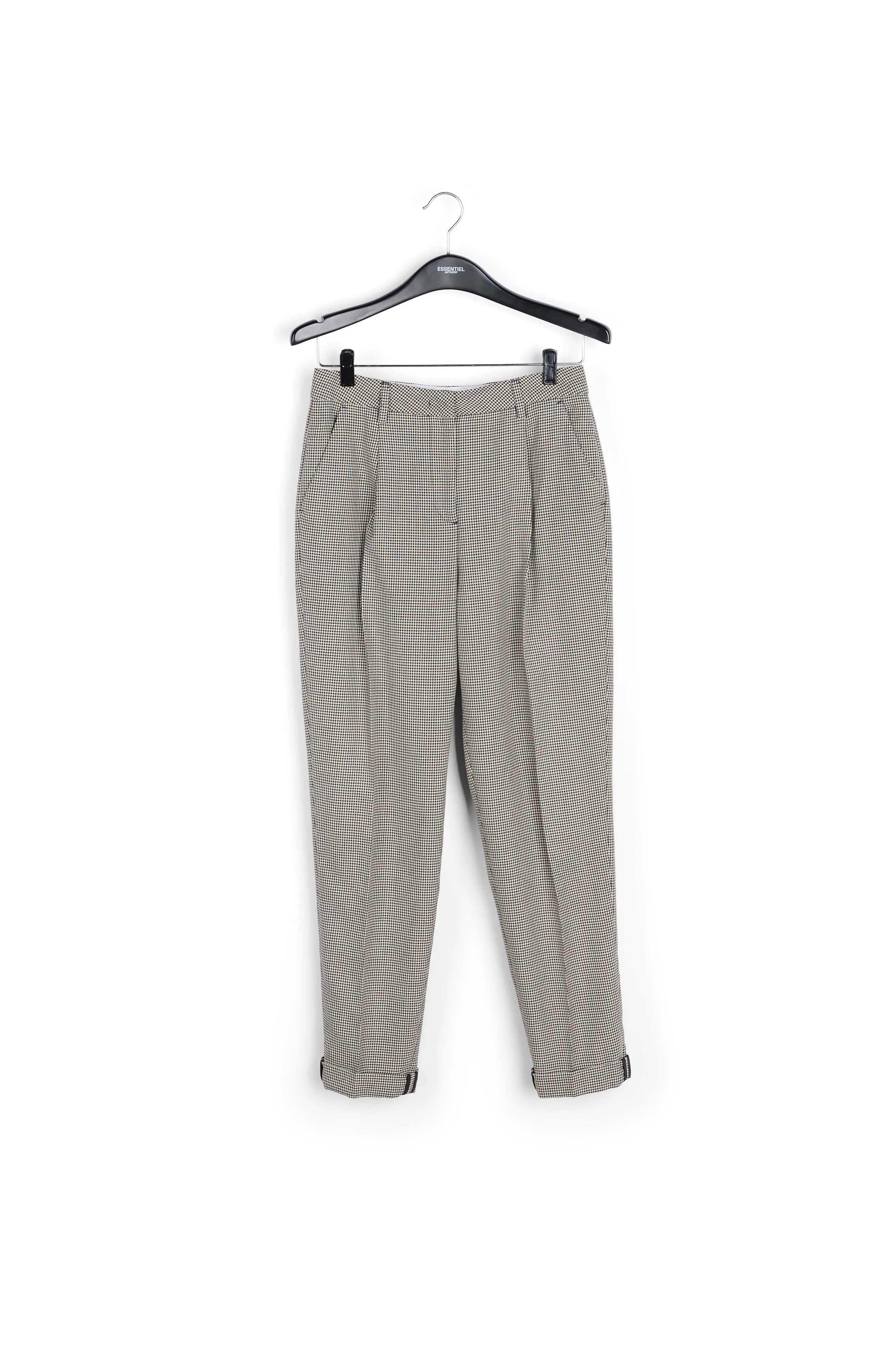 Loose-fit houndstooth high-waist pants