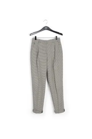 Loose-fit houndstooth high-waist pants
