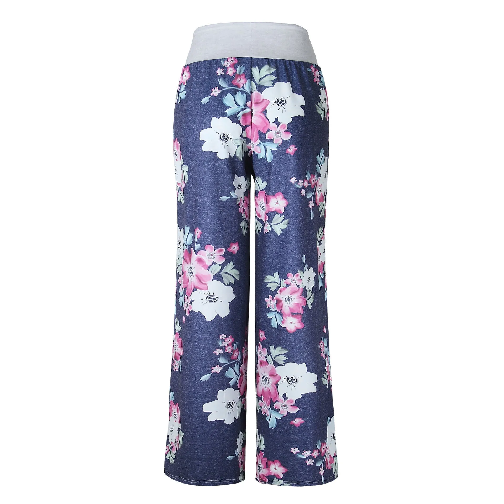 Loose Fitting Tie Waist Elastic Floral Pants