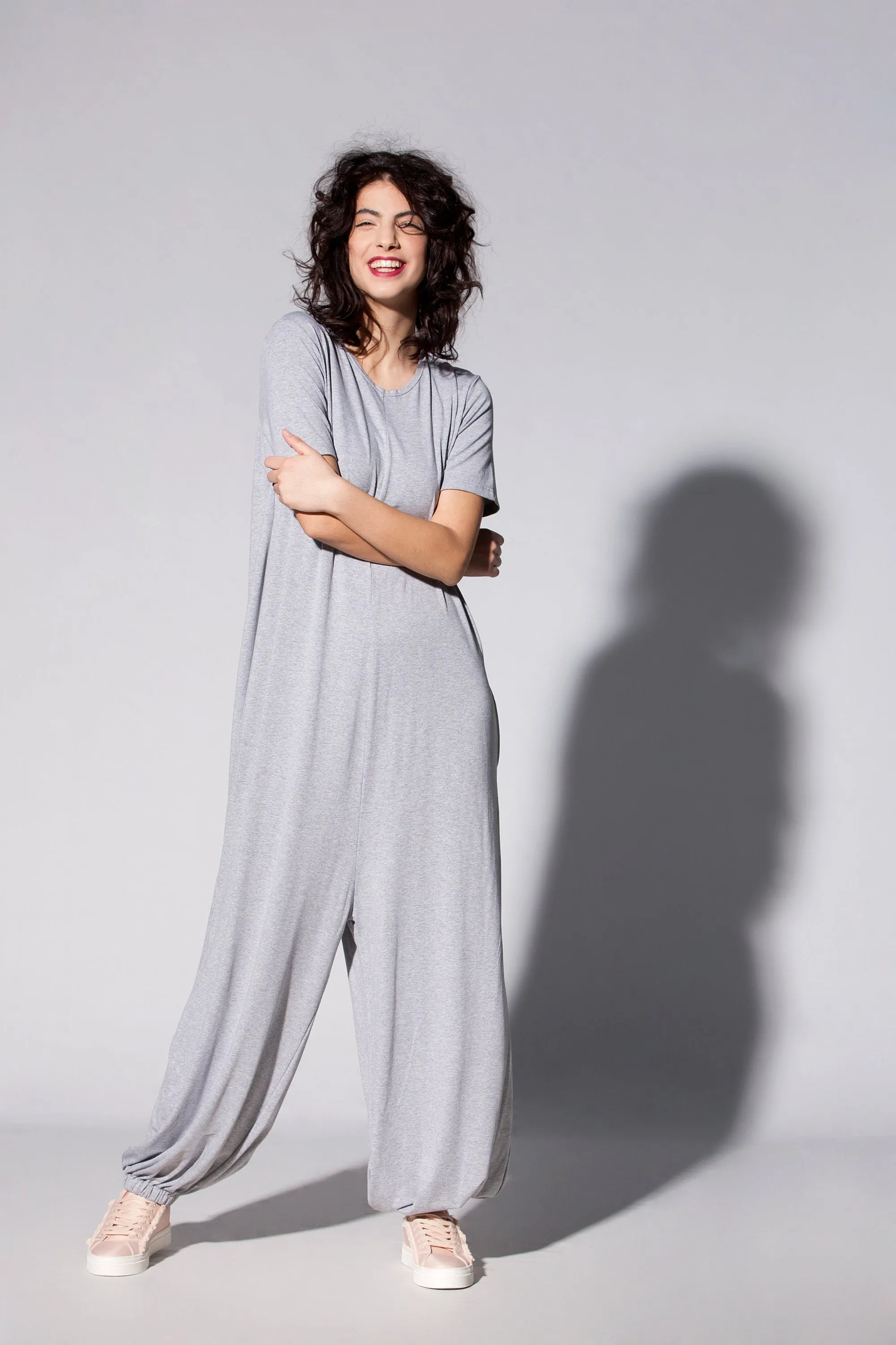 Loose Gray Jumpsuit