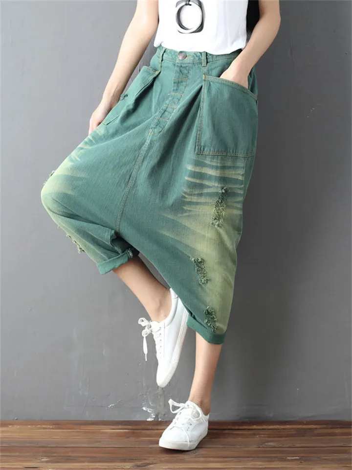 Loose Harem Pants Ripped Jeans