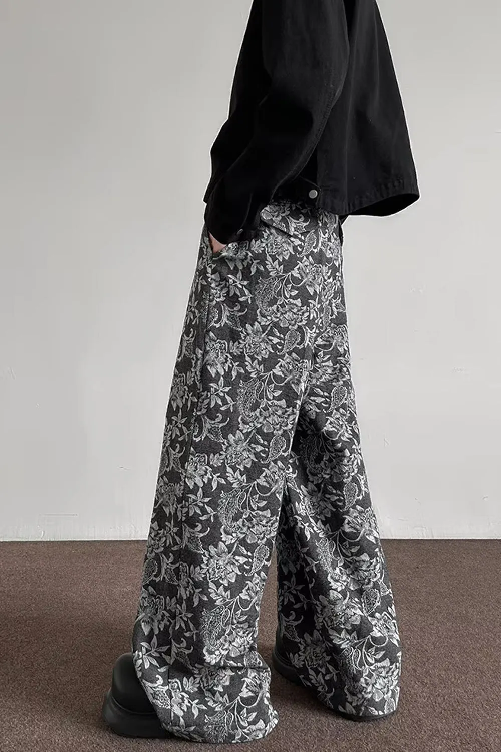 Loose Hip Hop Flowers Pattern Men Pants