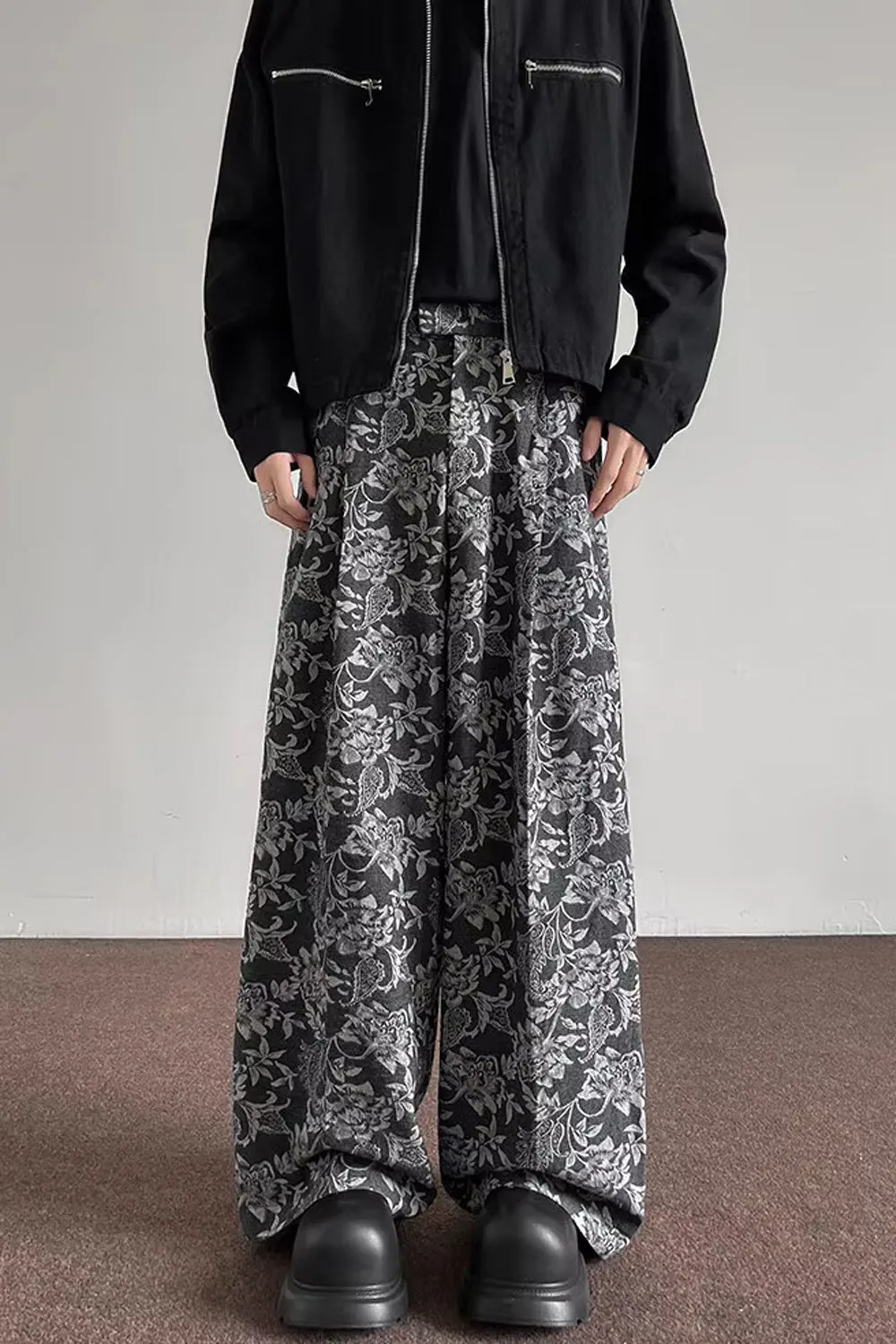 Loose Hip Hop Flowers Pattern Men Pants