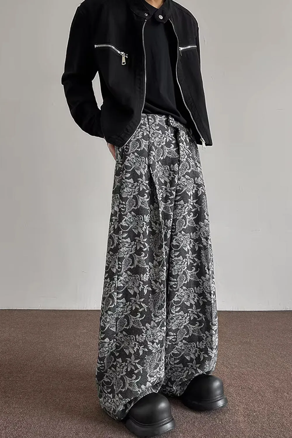 Loose Hip Hop Flowers Pattern Men Pants