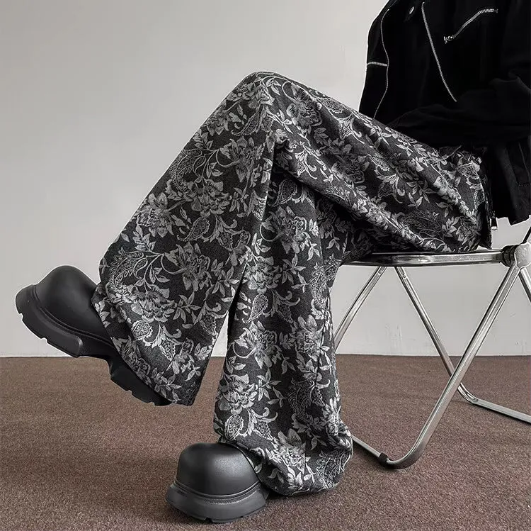 Loose Hip Hop Flowers Pattern Men Pants