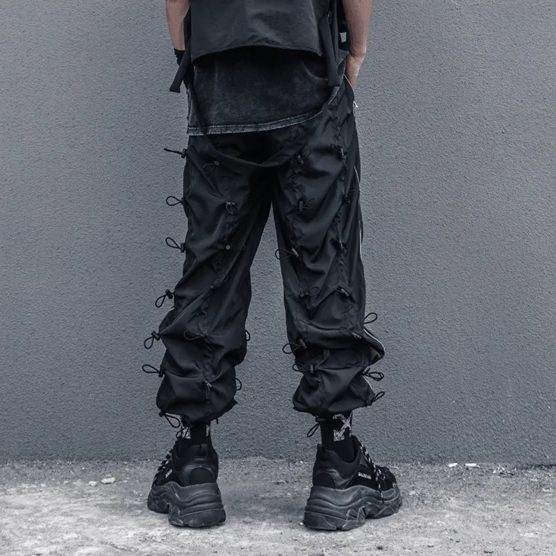 Loose Trousers Overalls Mid-Waist Solid Color Casual