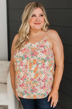 Lost In The Flowers Tank Top- Beige