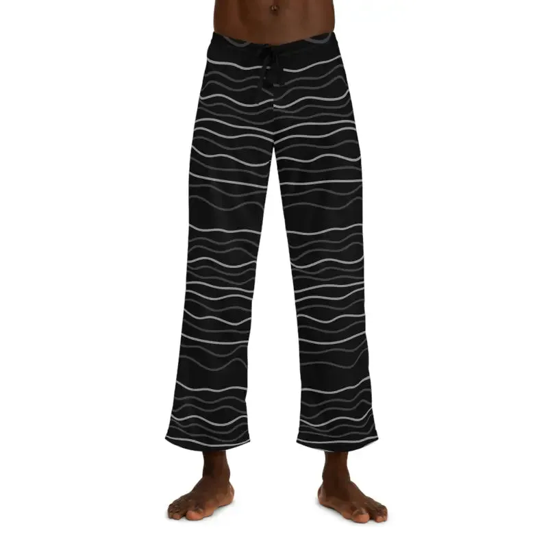 Lounge Like Royalty in Wavy Stripes Mens Pajama Pants