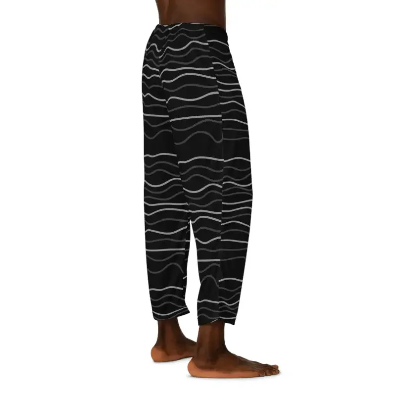 Lounge Like Royalty in Wavy Stripes Mens Pajama Pants