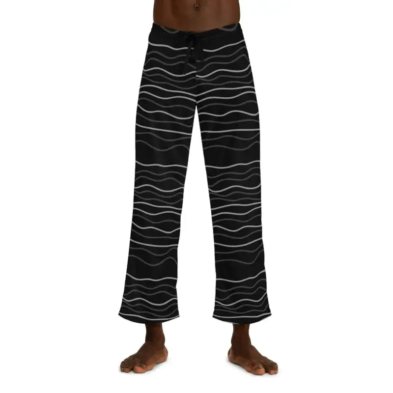 Lounge Like Royalty in Wavy Stripes Mens Pajama Pants