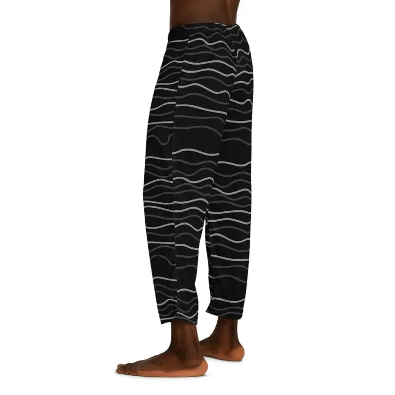 Lounge Like Royalty in Wavy Stripes Mens Pajama Pants
