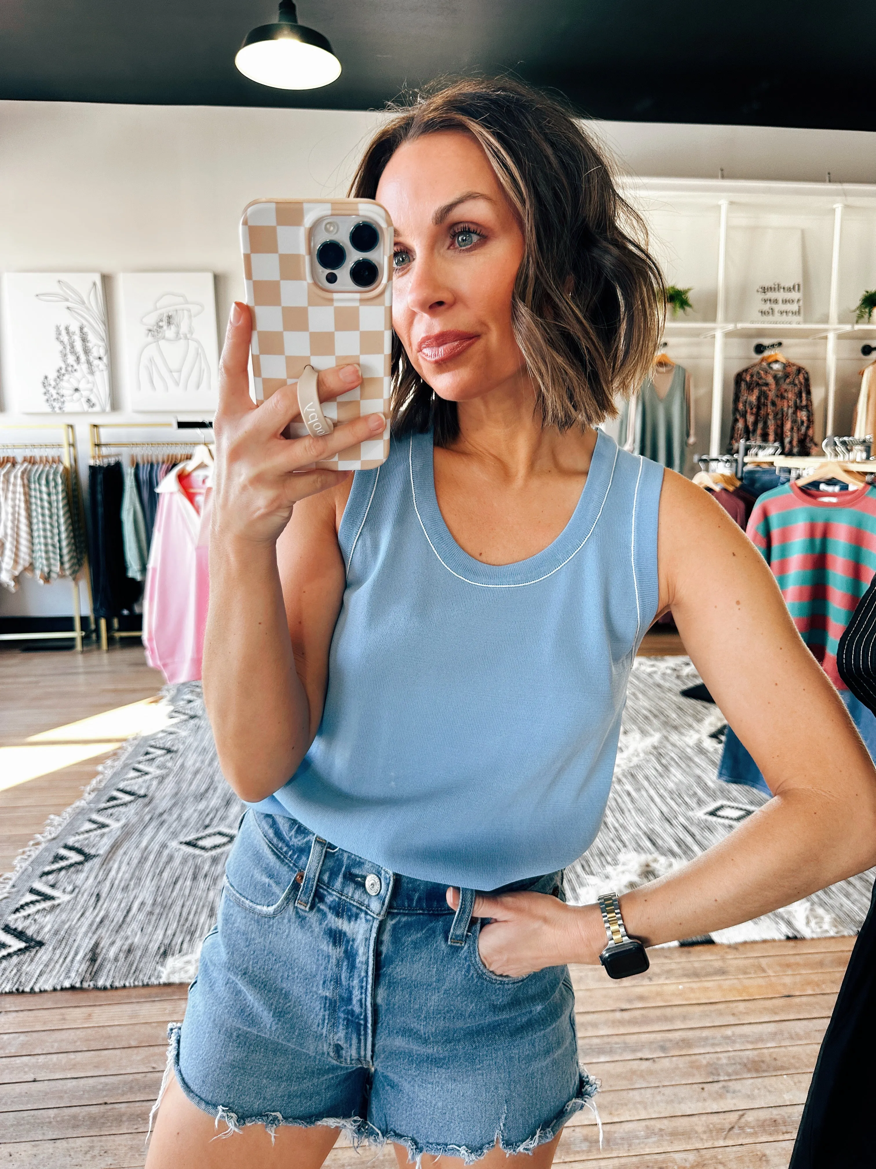 Lyric Piping Detail Tank Top - 5 Colors