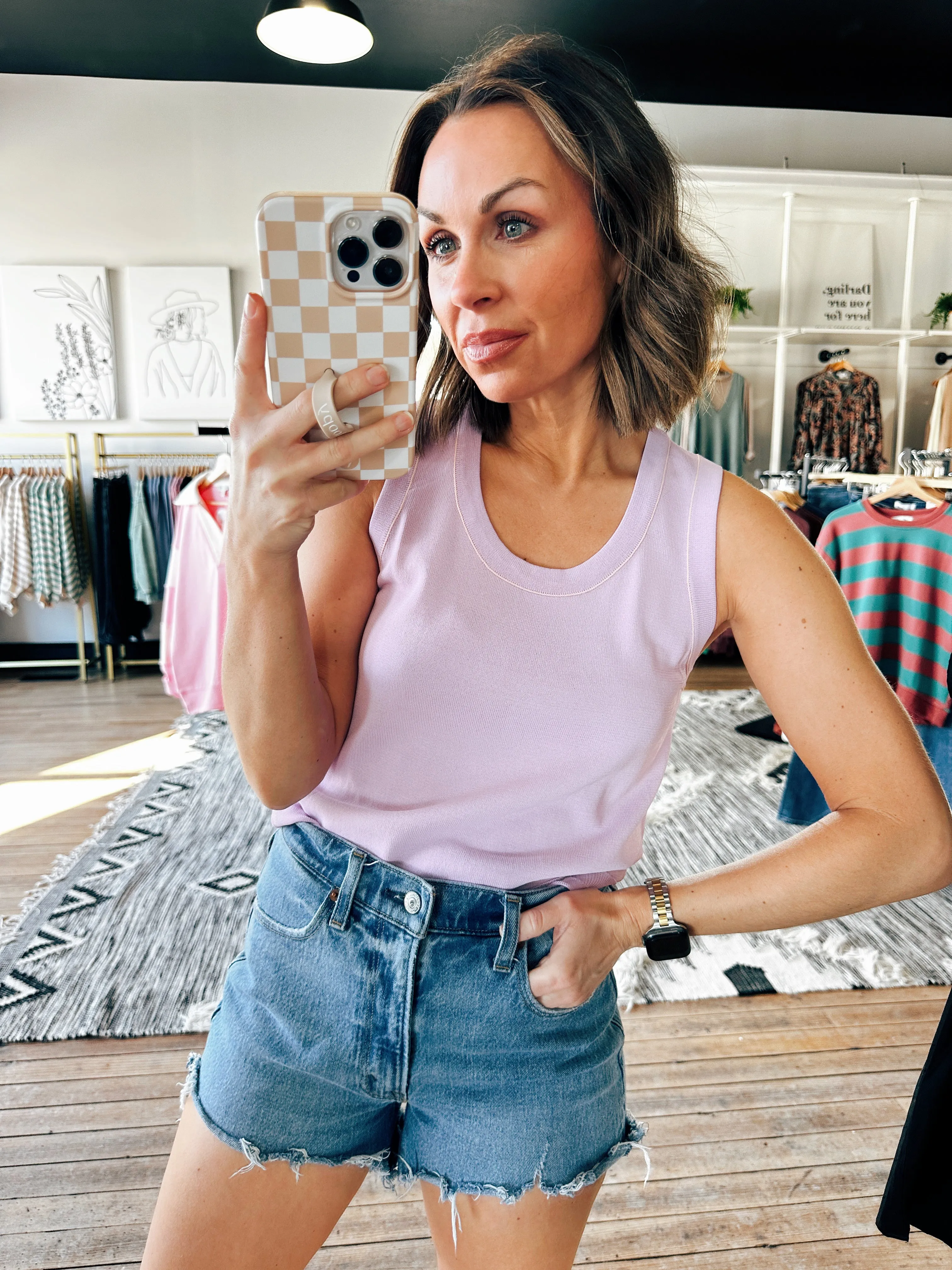 Lyric Piping Detail Tank Top - 5 Colors