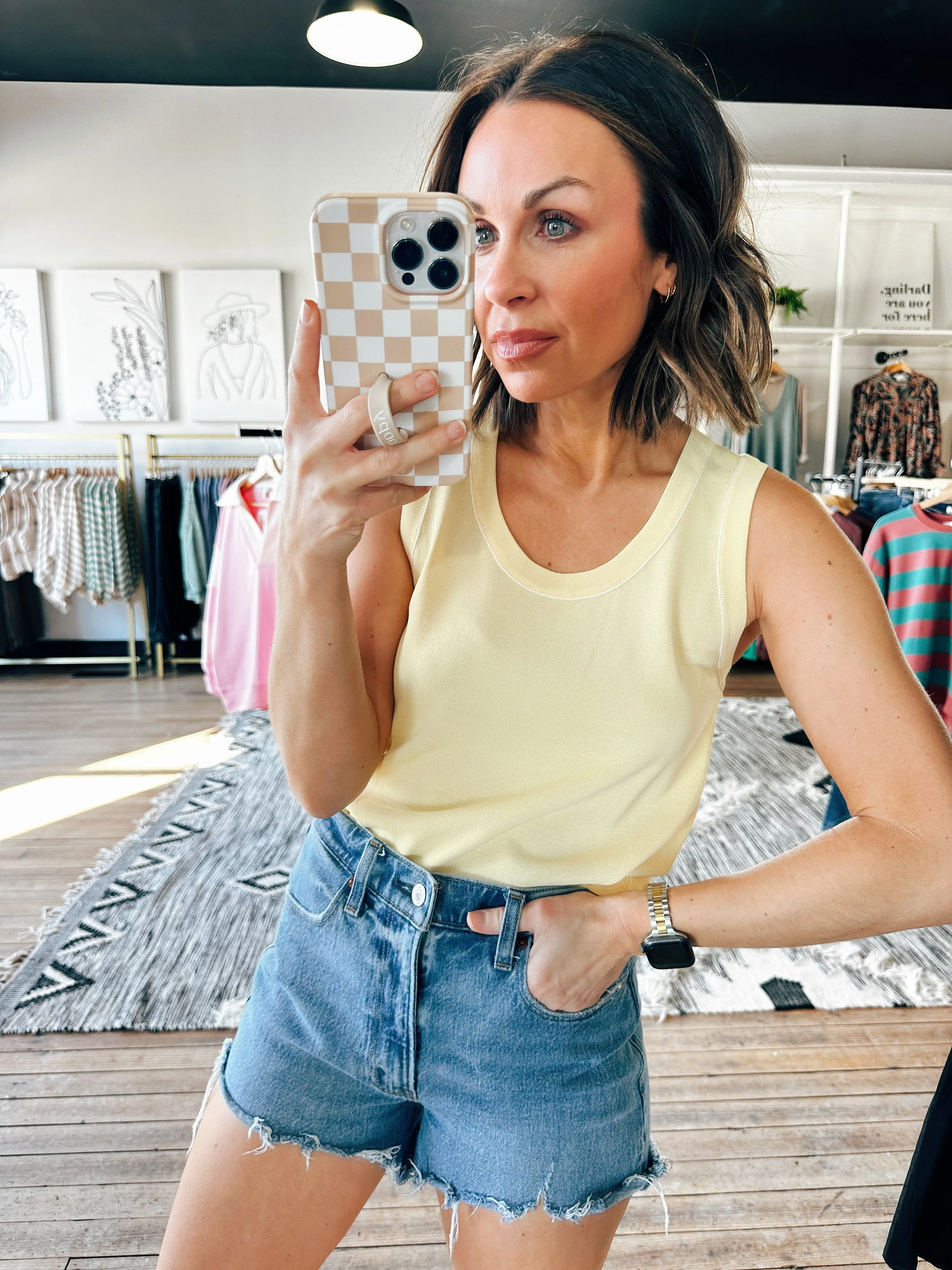 Lyric Piping Detail Tank Top - 5 Colors