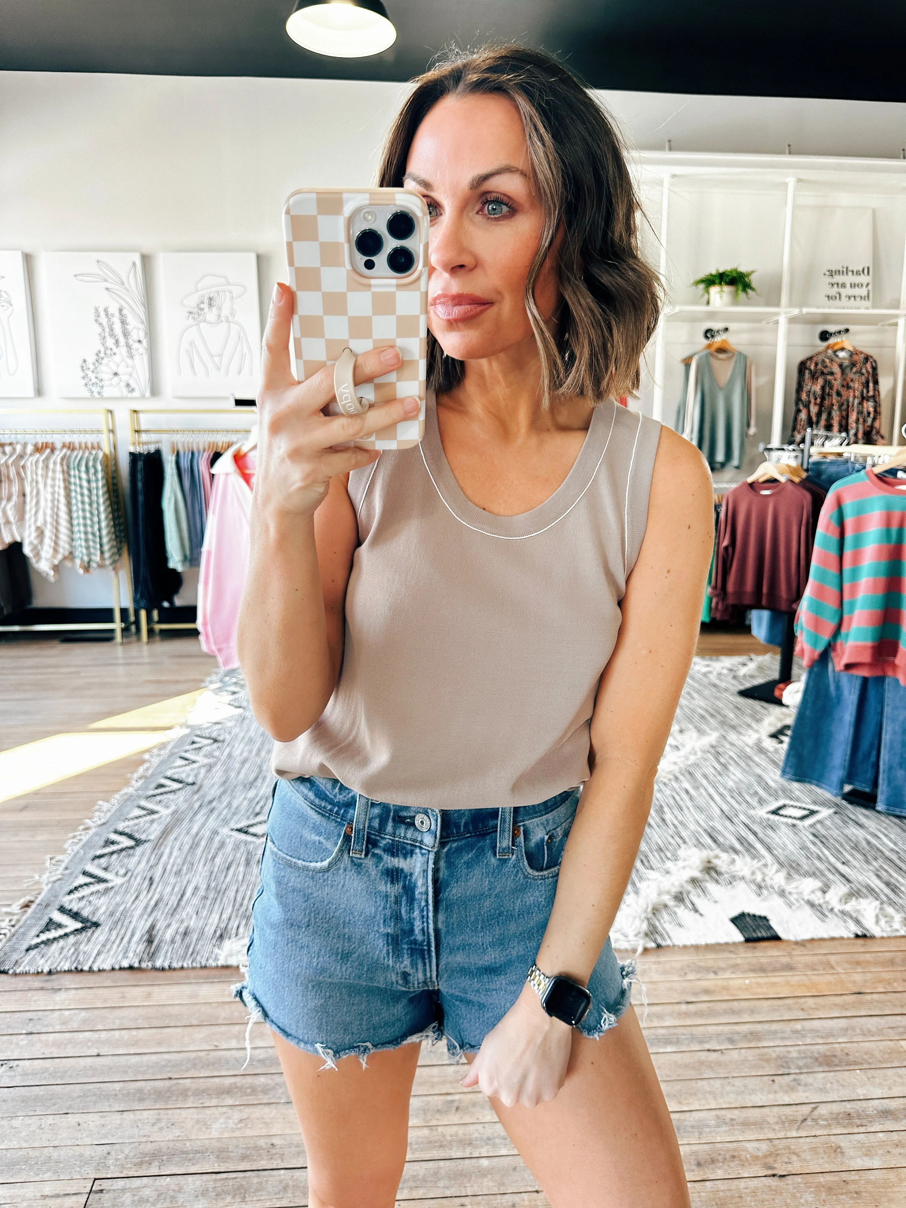 Lyric Piping Detail Tank Top - 5 Colors