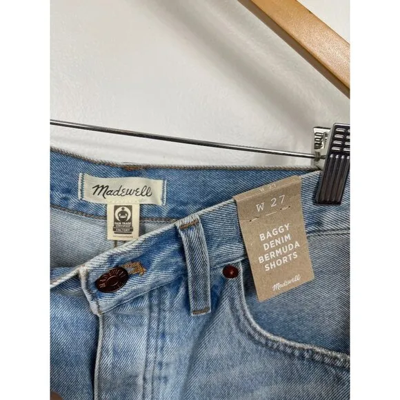 Madewell Baggy Denim Bermuda Shorts in Cedarcroft Wash