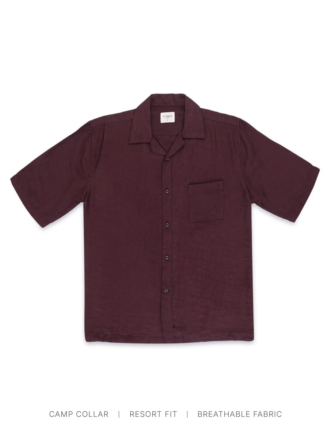 Maroon Plain Resort Shirt