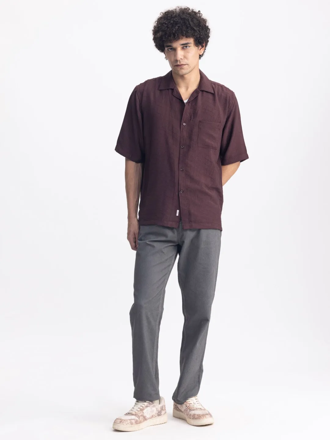 Maroon Plain Resort Shirt