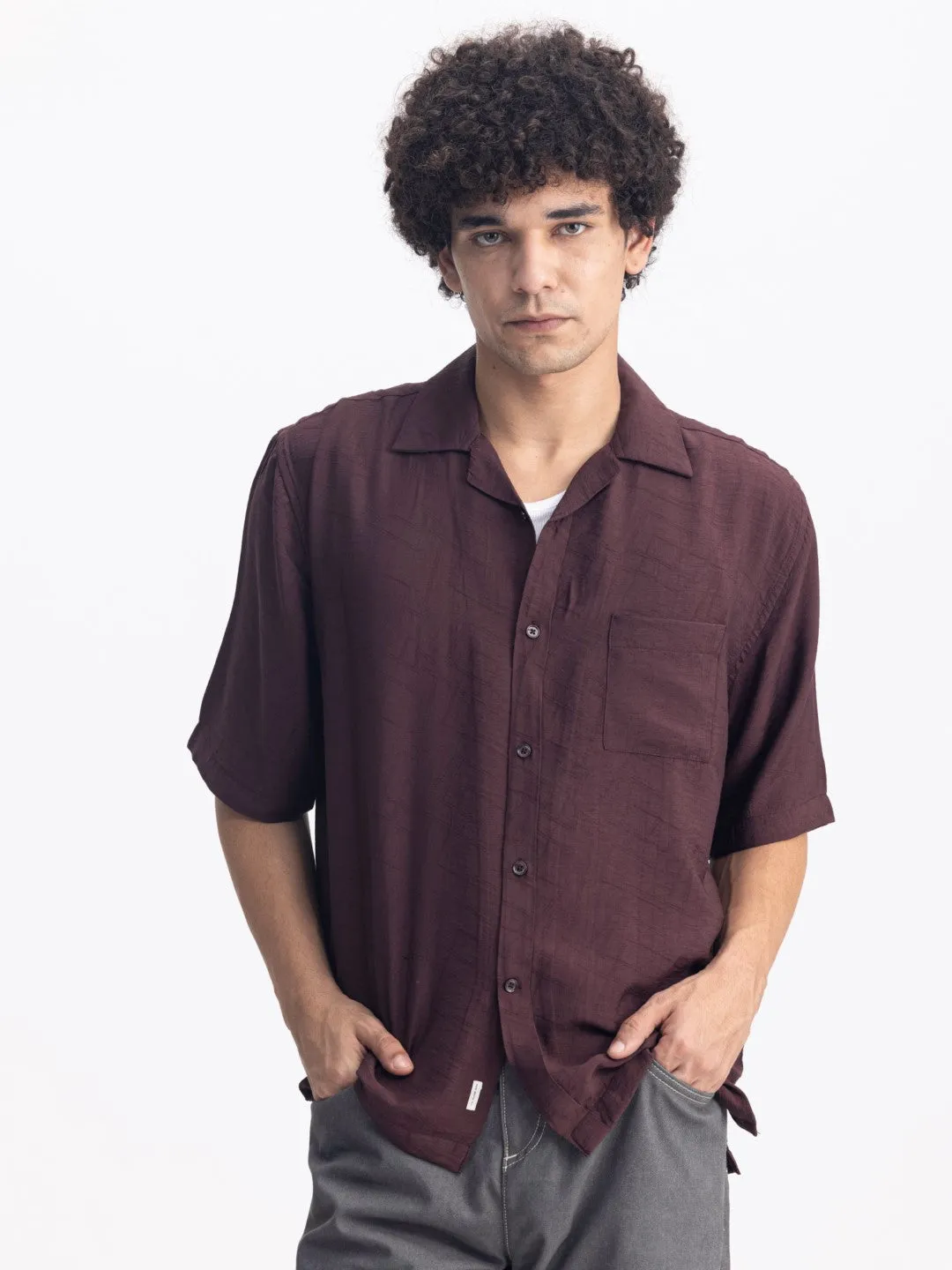 Maroon Plain Resort Shirt