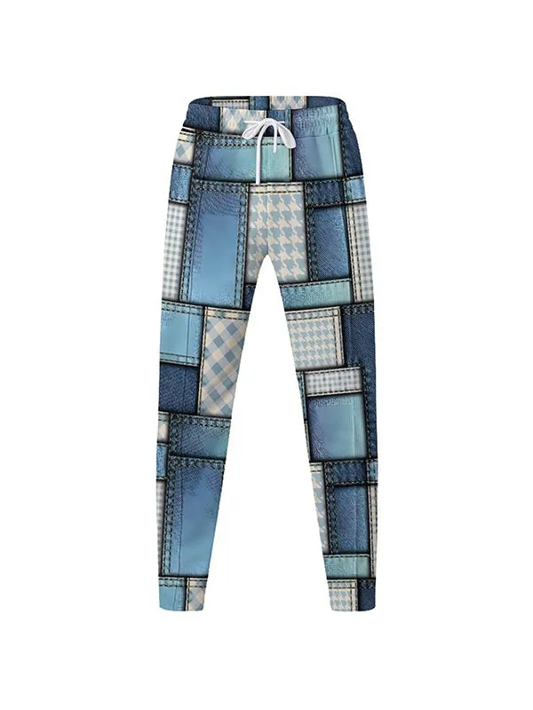 Men's Patchwork Printed Loose Straight Pants
