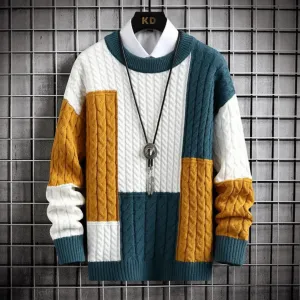Men's Round Neck Warm Knitted Sweater | Long Sleeve