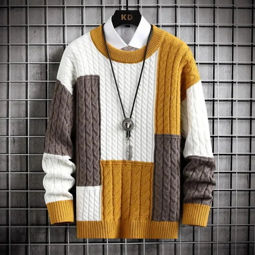 Men's Round Neck Warm Knitted Sweater | Long Sleeve
