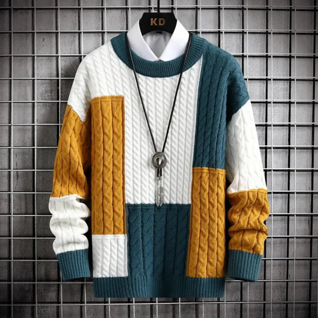 Men's Round Neck Warm Knitted Sweater | Long Sleeve