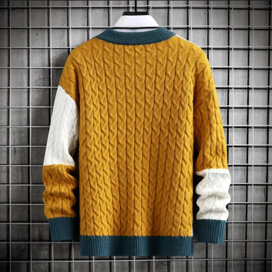 Men's Round Neck Warm Knitted Sweater | Long Sleeve