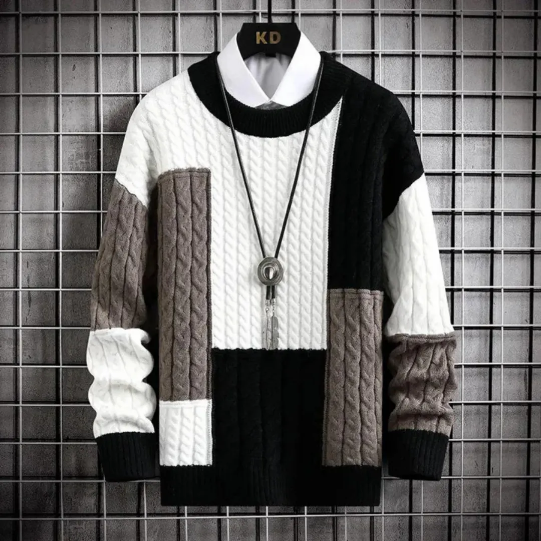 Men's Round Neck Warm Knitted Sweater | Long Sleeve