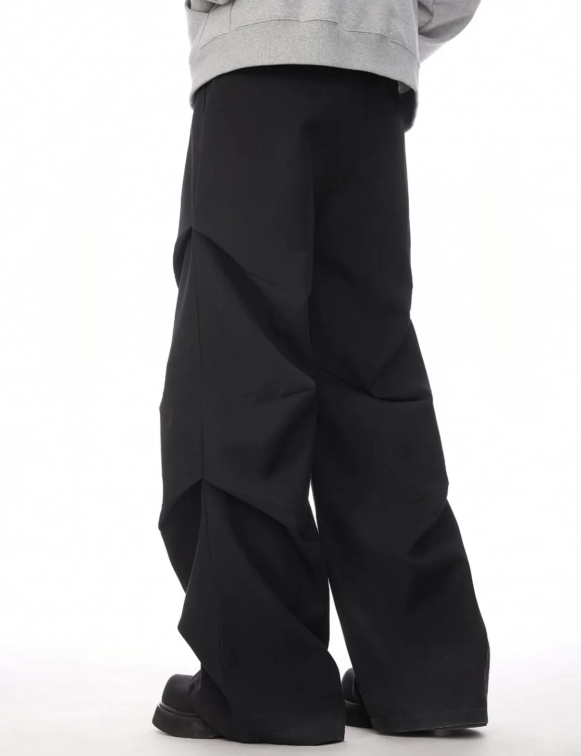 Men's Ruched Baggy Cargo Pants Loose Fit Hip Hop Y2K Wide Leg Parachute Pants Streetwear
