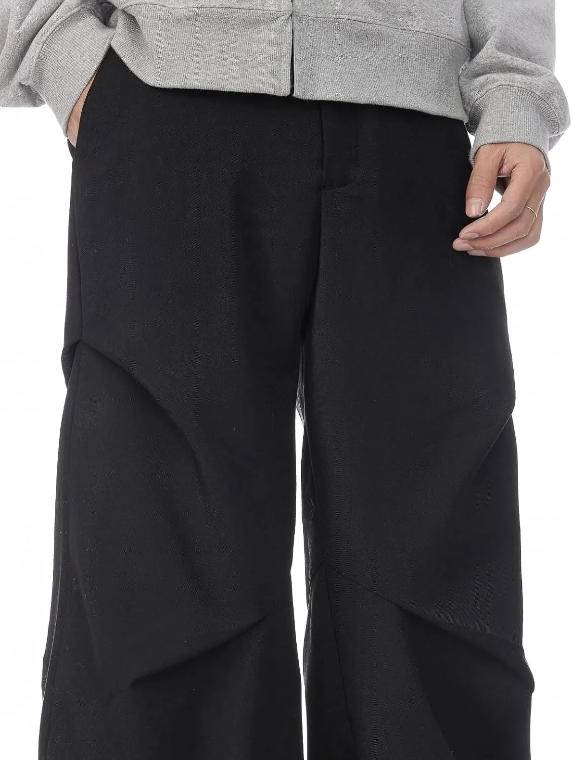Men's Ruched Baggy Cargo Pants Loose Fit Hip Hop Y2K Wide Leg Parachute Pants Streetwear