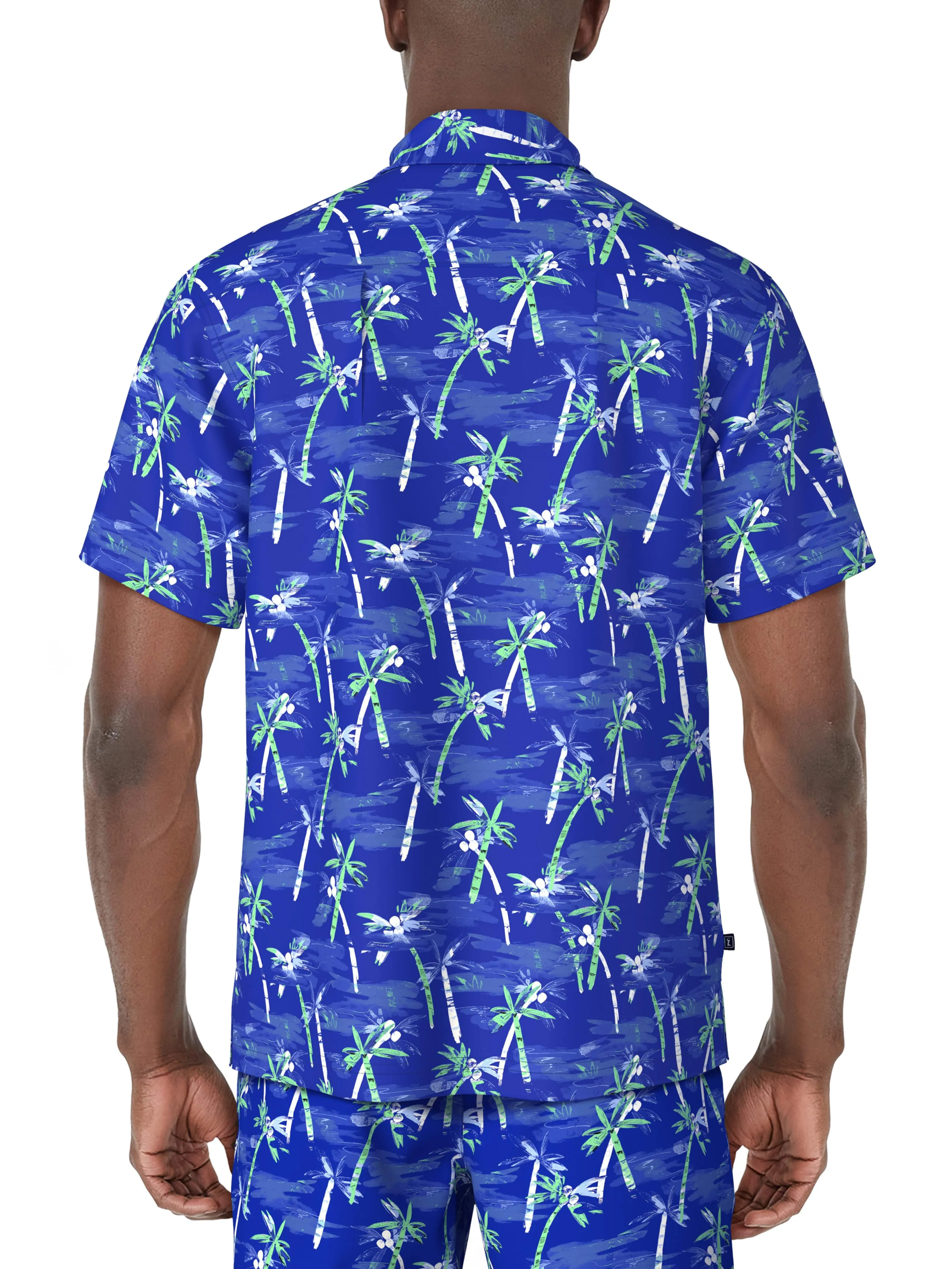 Men's Short Sleeve Watercolor Palm Trees Printed Shirt