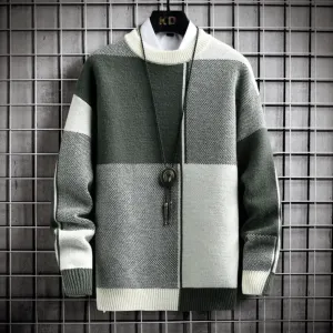 Men's Warm Crew Neck Long Sleeve Sweater | Knitted