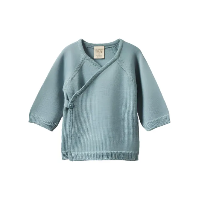 MERINO KNIT KIMONO JACKET || Powder Blue | Nature Baby