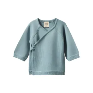 MERINO KNIT KIMONO JACKET || Powder Blue | Nature Baby