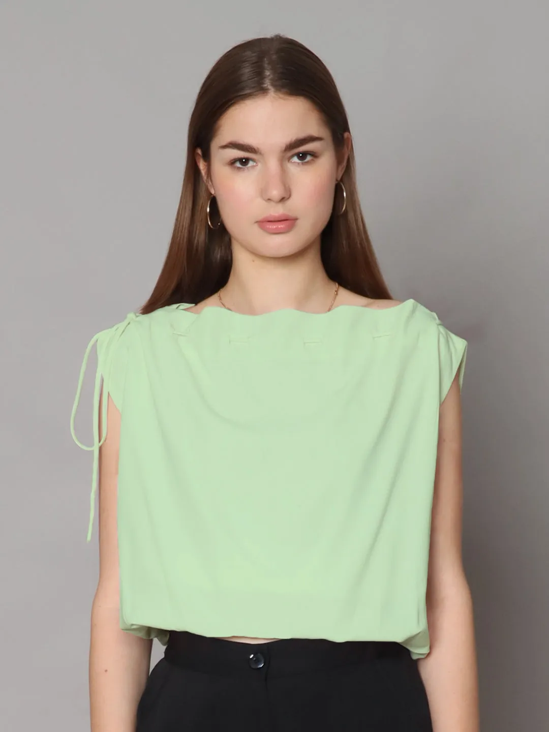 Mint Colored Solid Boxy Top