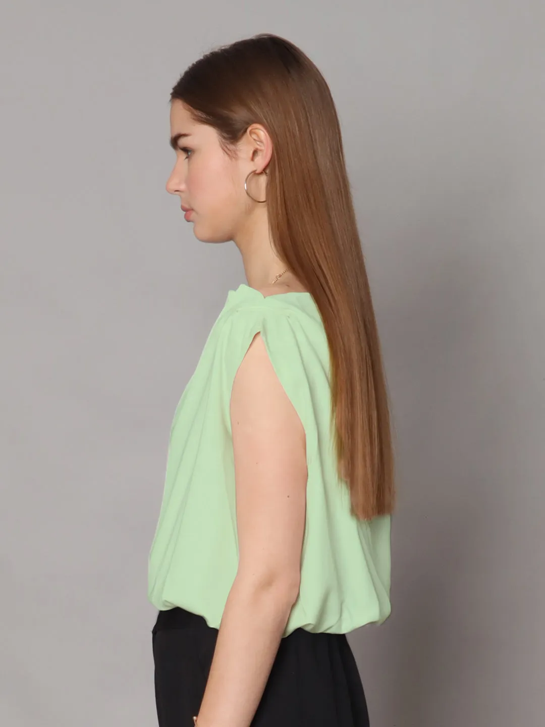 Mint Colored Solid Boxy Top