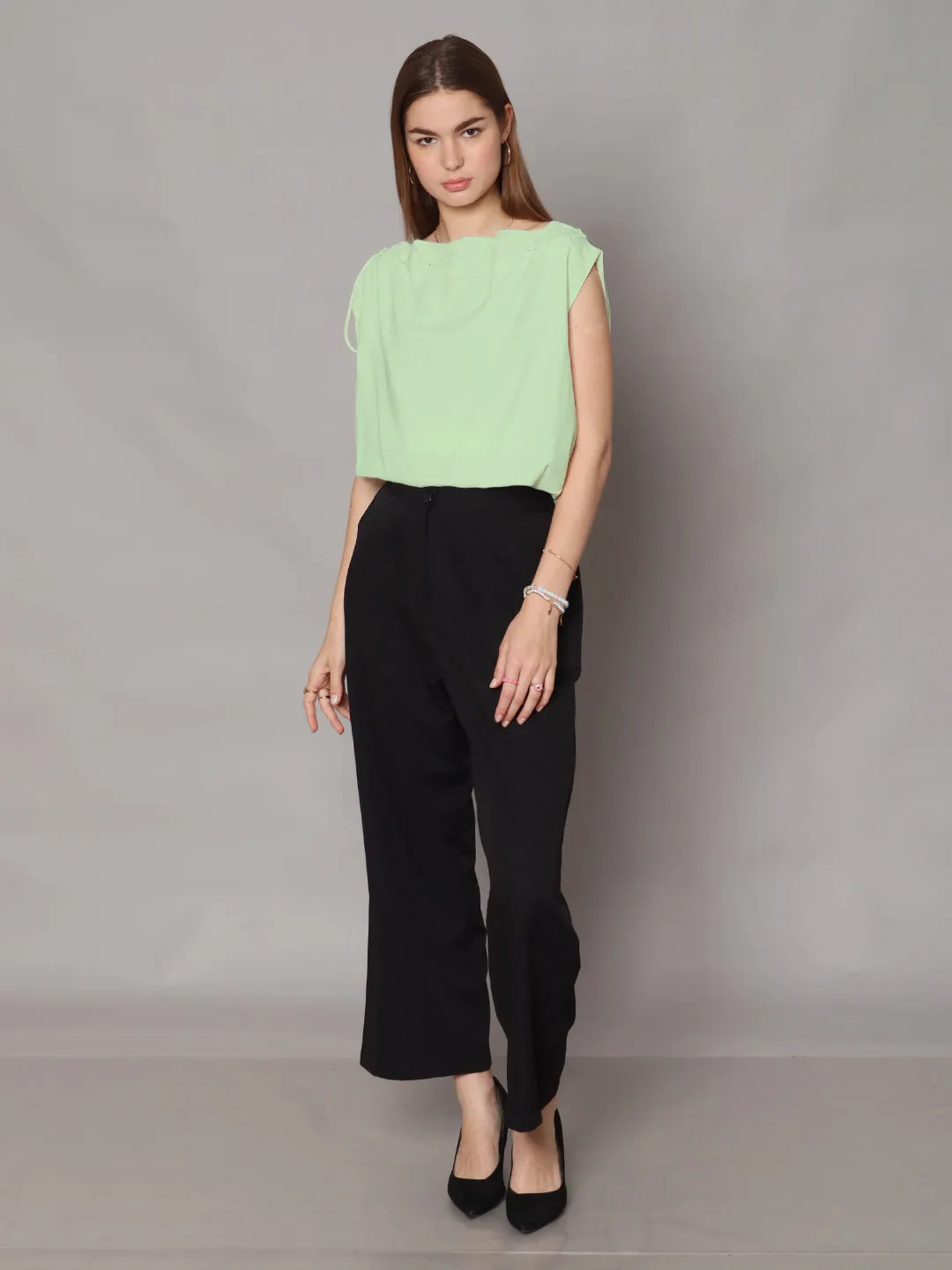 Mint Colored Solid Boxy Top