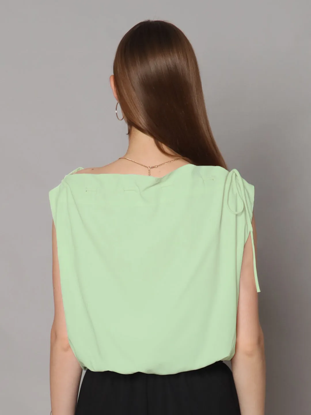 Mint Colored Solid Boxy Top