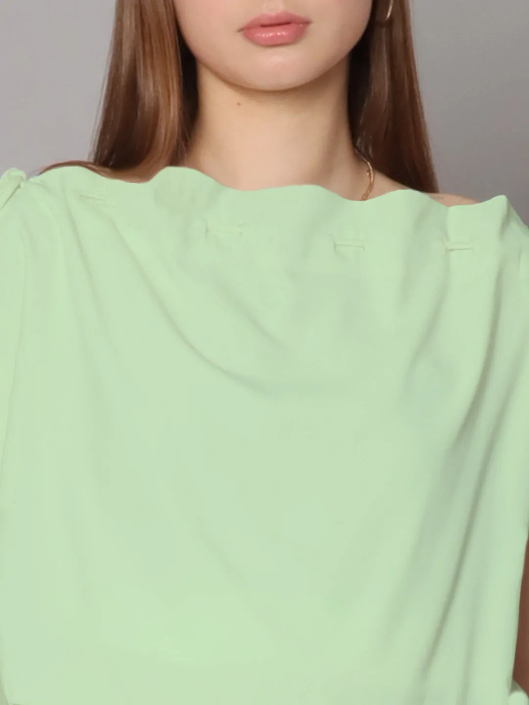 Mint Colored Solid Boxy Top