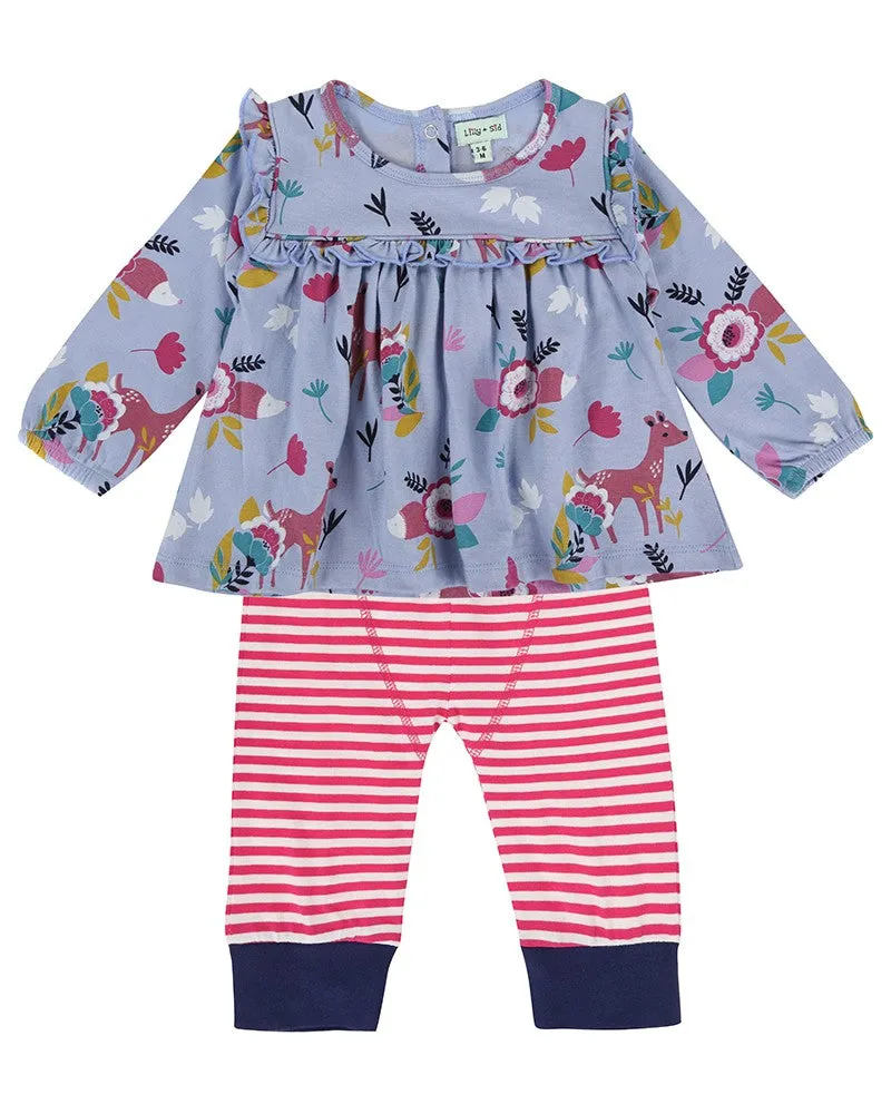 Multicoloured Woodland Animal Print Top And Legging Set