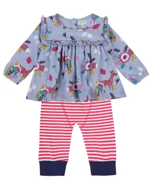 Multicoloured Woodland Animal Print Top And Legging Set
